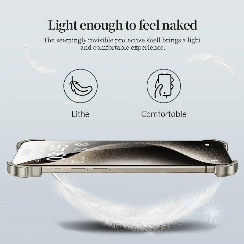 Metal Rimless Phone Case for Iphone 13 14 15 Pro Max Plus Aluminum Alien Titanium Alloy Bumper Cover for Apple Iphone 13 14 15 Promax