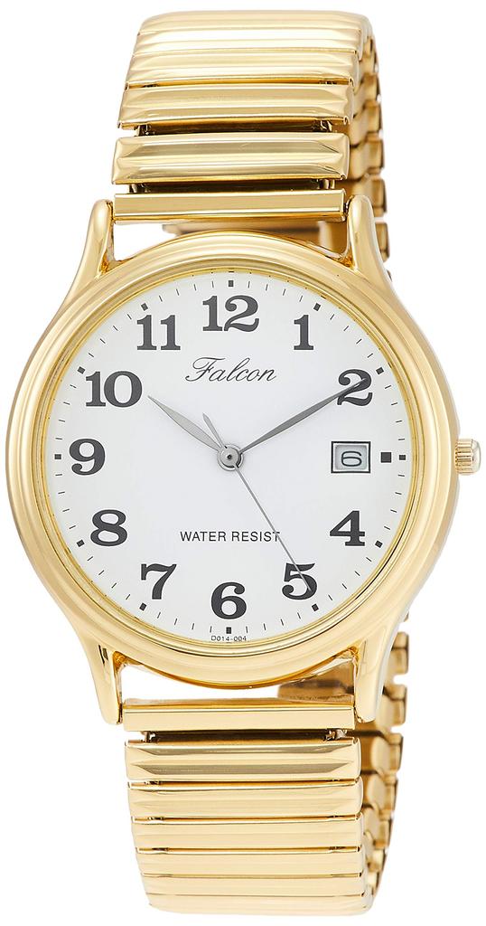 Citizen Analog Date Metal Gold Q&Q Men's Watch, Waterproof, Display, Band, D014-004,