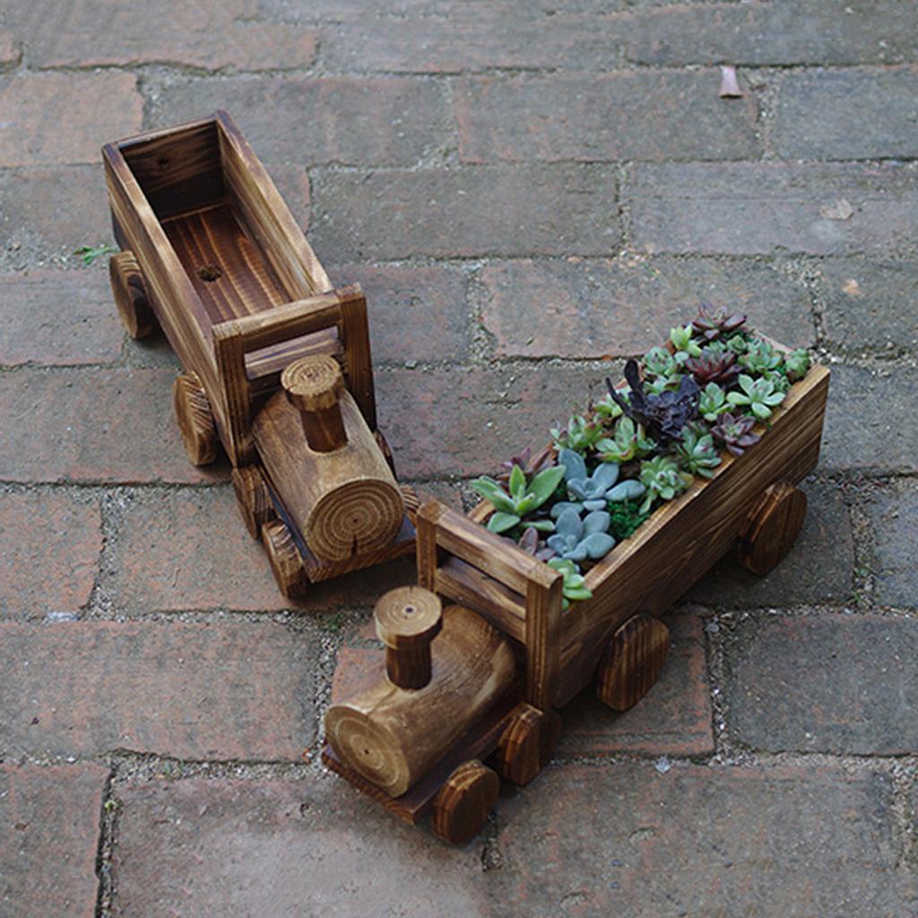 Zugform Sukkulenten Pflanzgefäß Holz Zug Blumenpflanze Topfpflanze für Garten Veranda Haus