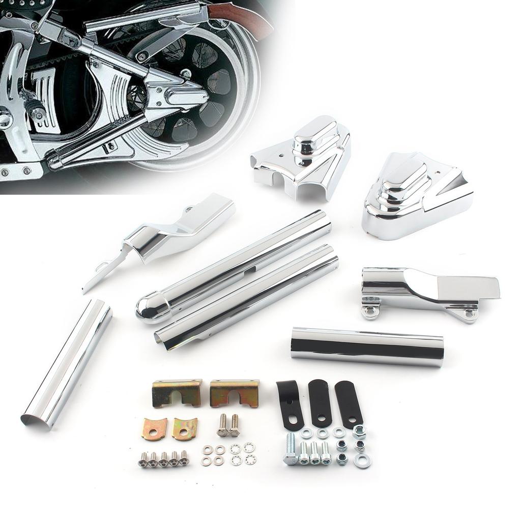 Motorrad Schwingenrohrabdeckungen mit Phantom Achsabdeckungen Chrom Motocross Modifizierte Teile für 2000-2007 Softail Modelle