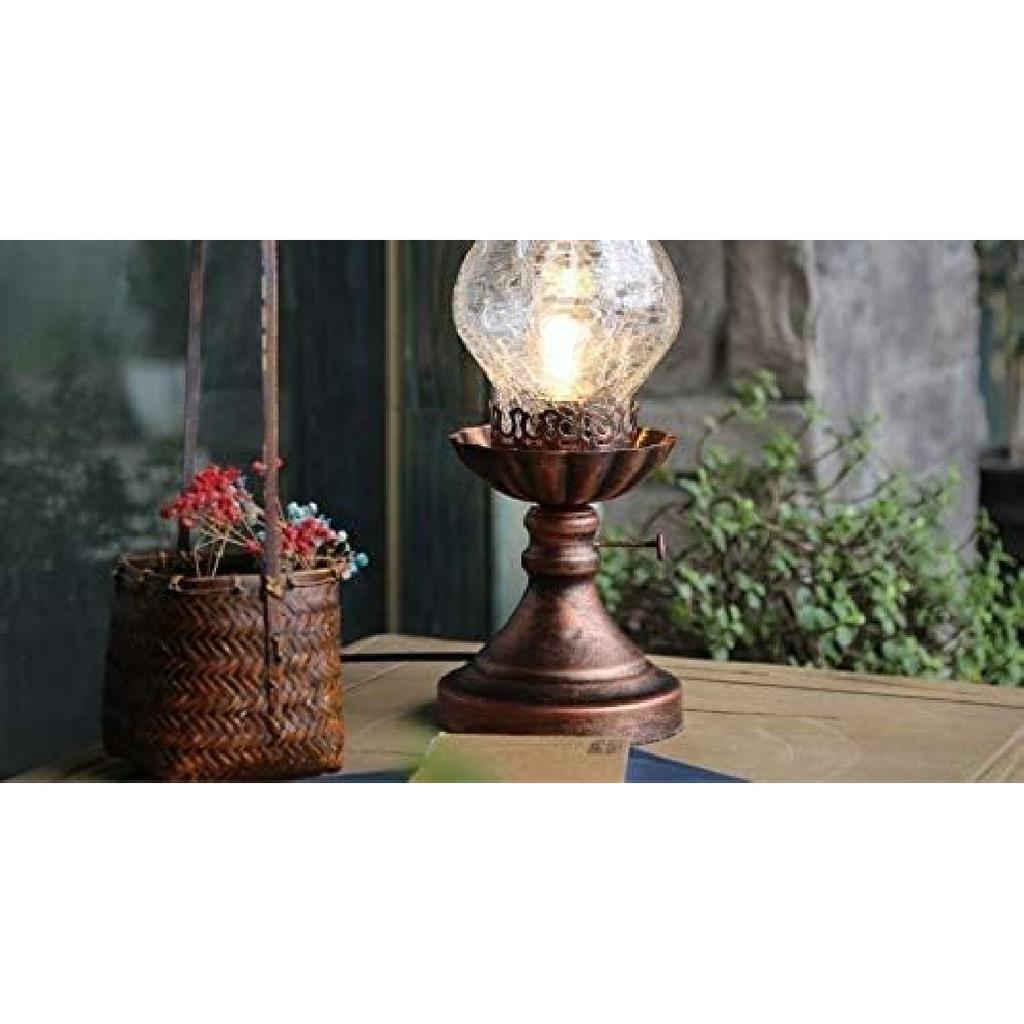 Oil Lamp Lantern Electric Glass Kerosene Lamp American Retro Nostalgic Table Lamp Classic Antique Iron Hurricane Kerosene Lantern for Kitchen Bedroom