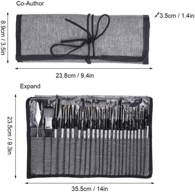 Professional Paint Brush Set, 24-Piece Set for Watercolor, Oil, Acrylic, and Other Paints, Includes Long Handle, Round, and Flat Brushes