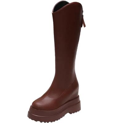 Fashion New Winter Women Knee High Boots 2024 Fashion Punk Platform Chunky Female Long Boot Soft Leather Zipper Casual Riding Boats 10CM