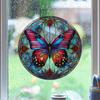 Retro Stained Hummingbird Butterfly Flower Film Window Glass Electrostatic Stickers Colorful