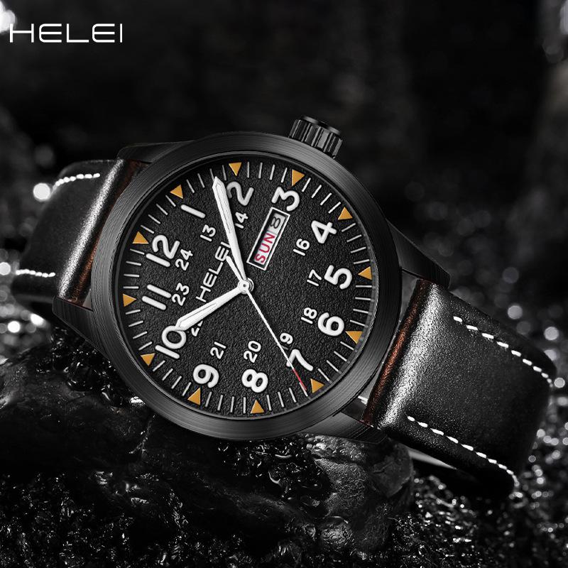 Mens Watch Classic Tactical Analog Quartz Watches Luminous Markers Day & Date Waterproof Casual Dress Watch