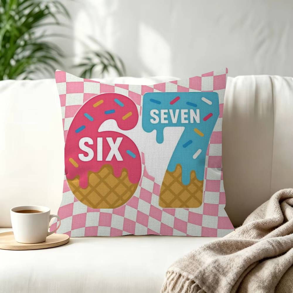 Cartoon Six Seven Cushion Decorative Room Aesthetics Pillow Case Home Decor Bedroom Sofa Bed Pillow Cover x