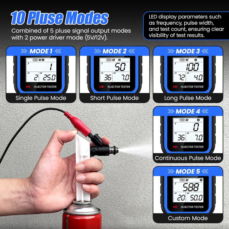 Car Injector Tester Dual IT200 5V 12V Portable Automotive Fuel Injector Test Tool Short Circuit Protection Diagnostic Tool