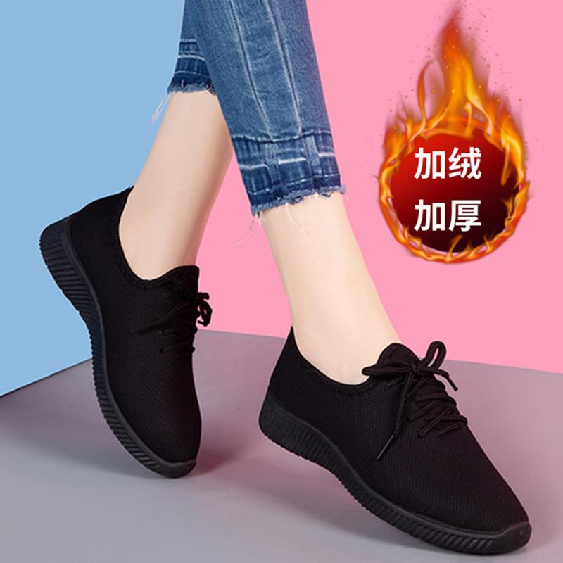 Spring and autumn canvas shoes cloth shoes women's soft-soled sports shoes breathable casual single shoes velvet cotton shoes