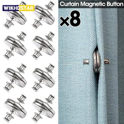 4/8 Paia di bottoni magnetici per tende, clip di fissaggio per tende staccabili, per impedire la regolazione della luce, fibbia magnetica per la chiusura dello schermo della finestra