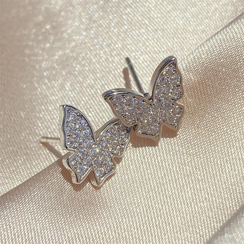

ZAKOL Модные серьги-пусеты с цирконием в виде бабочки для женщин, девушек, металлические, с кристаллами, аксессуары для ушей, для вечеринок, дня рождения, на каждый день, цирконий
