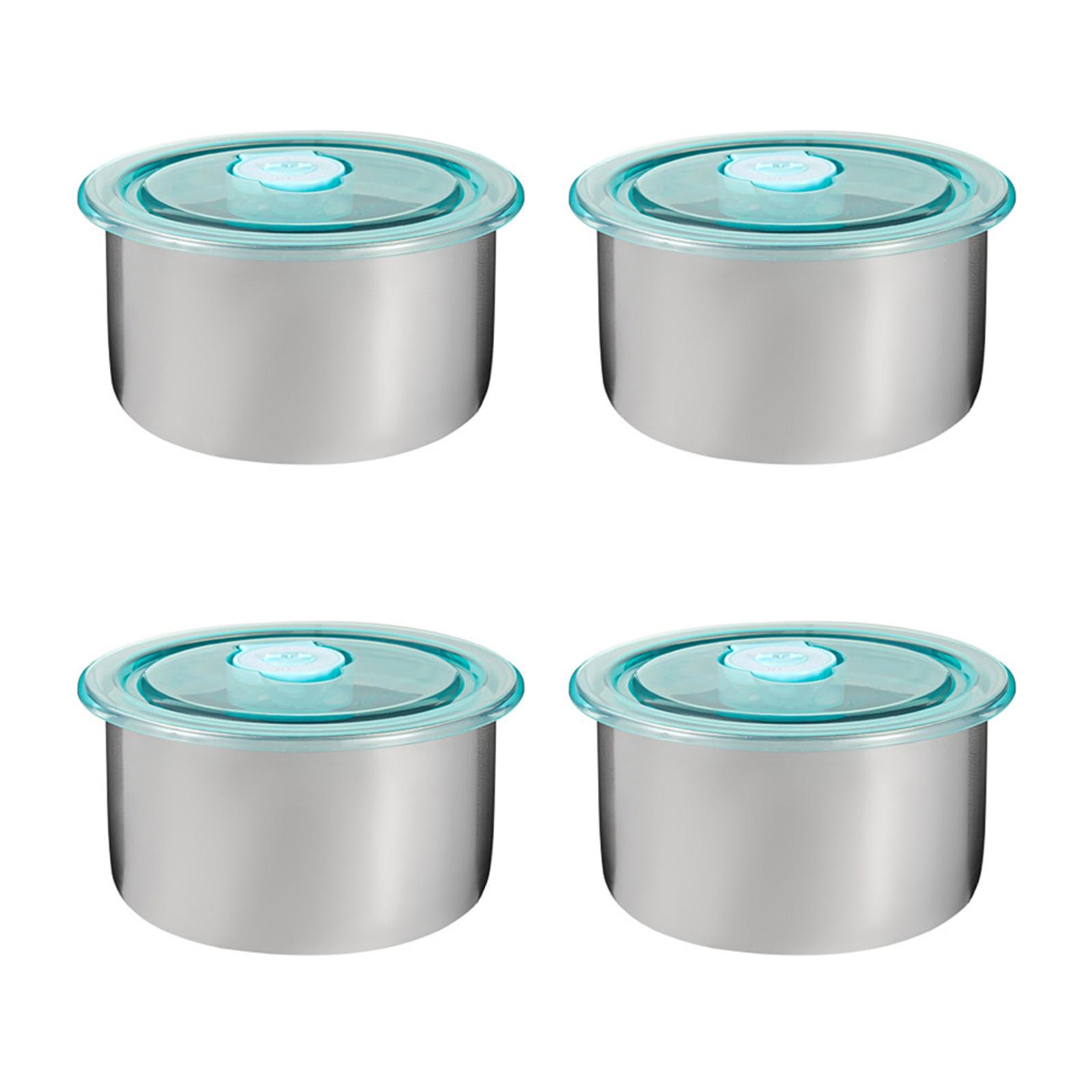 

Set Of 4 Stainless Steel Lunch Containers With Airtight Silicone Lids Ideal For Kids And Adults Reusable And Durable синий