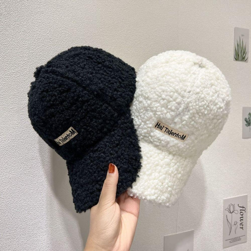 Imitation Lamb Wool Girls Plush Cap Cold-proof Ladies Bonnet Casual Warm Beanies Hat Outdoor Sport