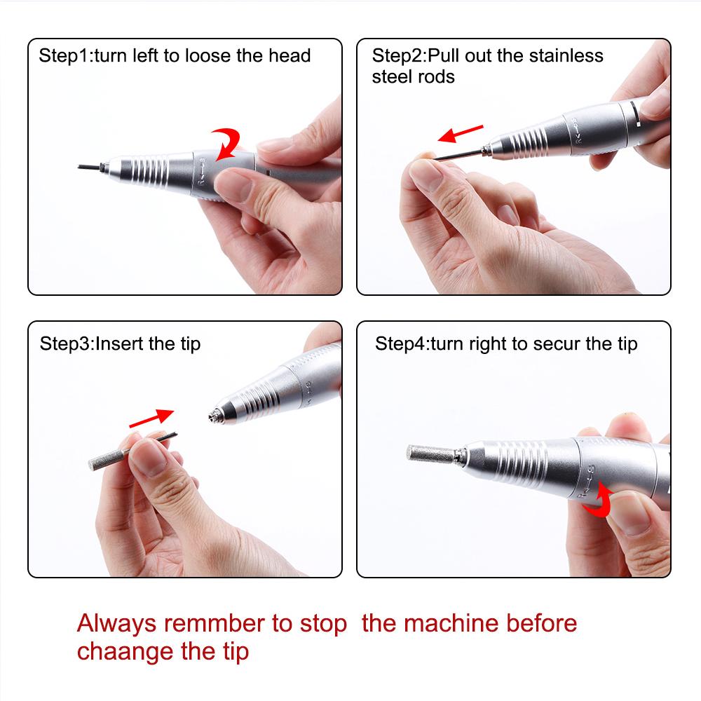 Protable 30000RPM Electric Nail Drill Manicure Machine Milling Cutter Nails Polish Remover Machine