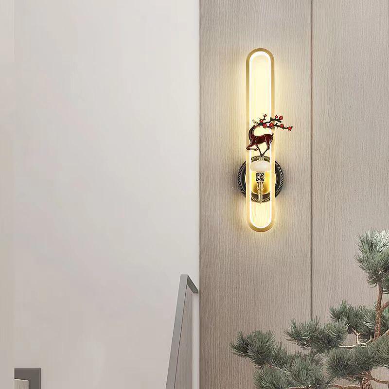 Chinese Cloisonné Enamel Brass Wall Lamp - Minimalist Bedside, Stair, Corridor & Living Room Light