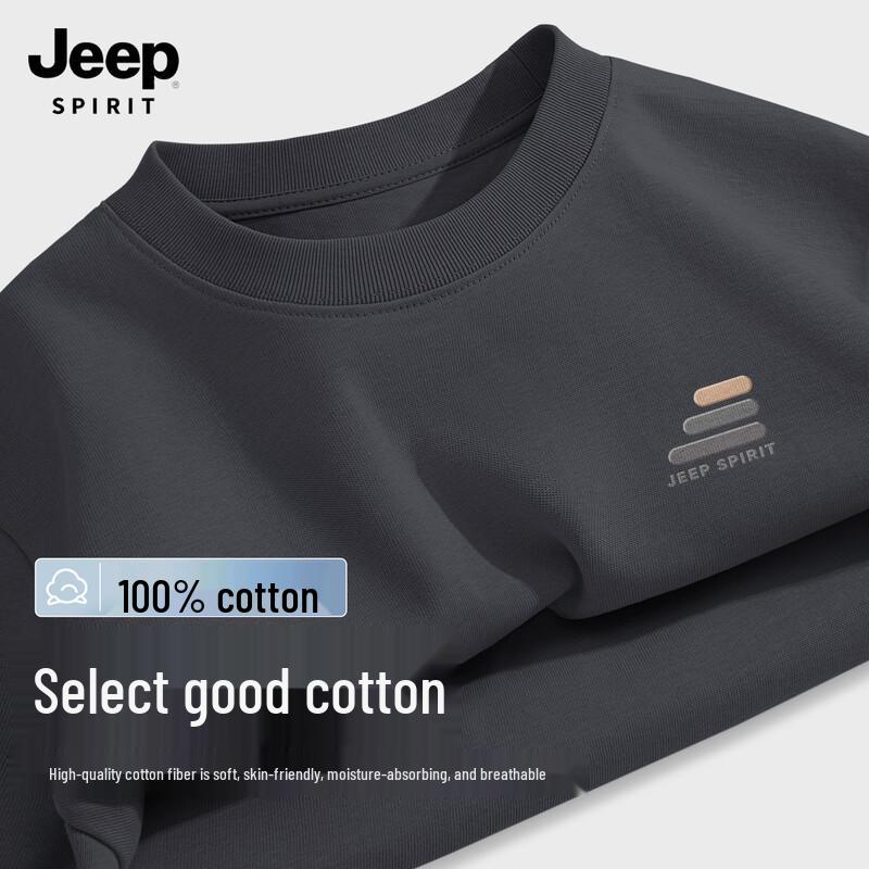 

JEEP SPIRIT Men s Loose Fit Cotton Short Sleeve T-Shirt L