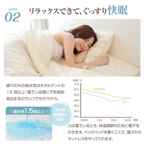 fuwawa Double 100% Cotton Mattress Pad (Teijin Mighty Top Filling) Washable, Antibacterial, Odor-Resistant, and Dust Mite-Resistant, All-Season, with