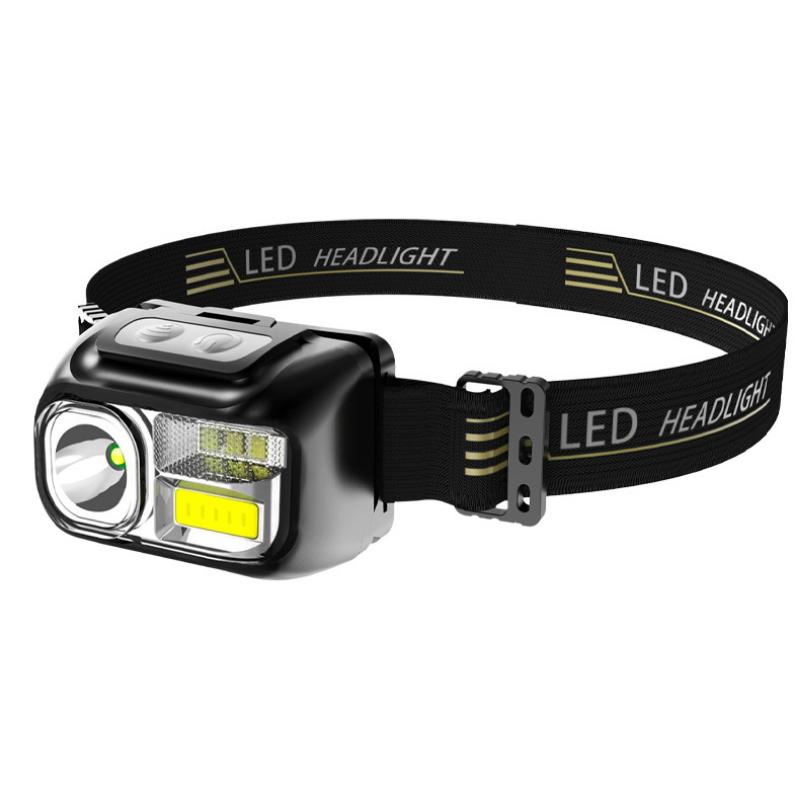 

Уличный прожектор для дома, портативный головной убор Cob, светодиодный фонарик, мощный свет, индукционный налобный фонарь