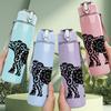 1PC Elephant Pattern Art 750ml Color Plastic Sports Water Bottle Leakproof Flip Straw Lid Suitable for Sports Office Home Use