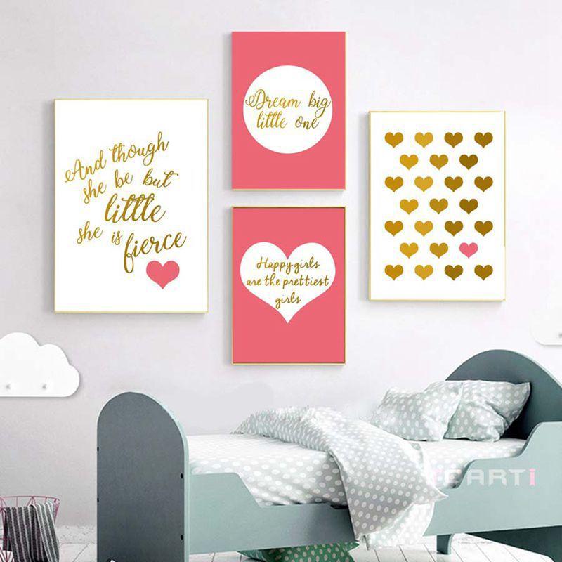 Valentine's Day Love White Gold Letter Decorative Painting Poster Bedroom Living Room Canvas Painting Cuadros Decoracion Salon