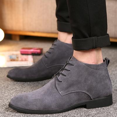 FashionWinter Ankle Boots Cow Suede Leather Shoes Men Chelsea Boots New Design Male Ankle Boots Lace Up Man Motorcycle Flats Shoes