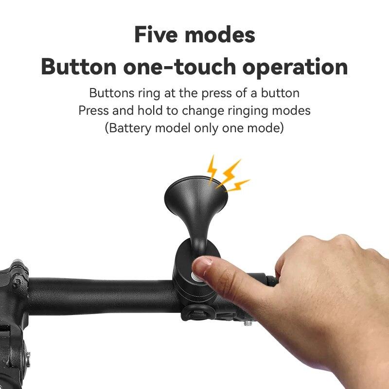 Bicycle Electronic Horn E-Bike Horn 120dB Loud Warning Sound USB Rechargeable IPX4 Waterproof Scooter Road Mountain Bike Bell High Quality