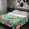 Süßer Fuchs Wintermuster Flanell Überwurf Türkis Orange Füchse Kiefern Design Weich Gemütlich Ganzjahres für Bett Sofa Auto Büro
