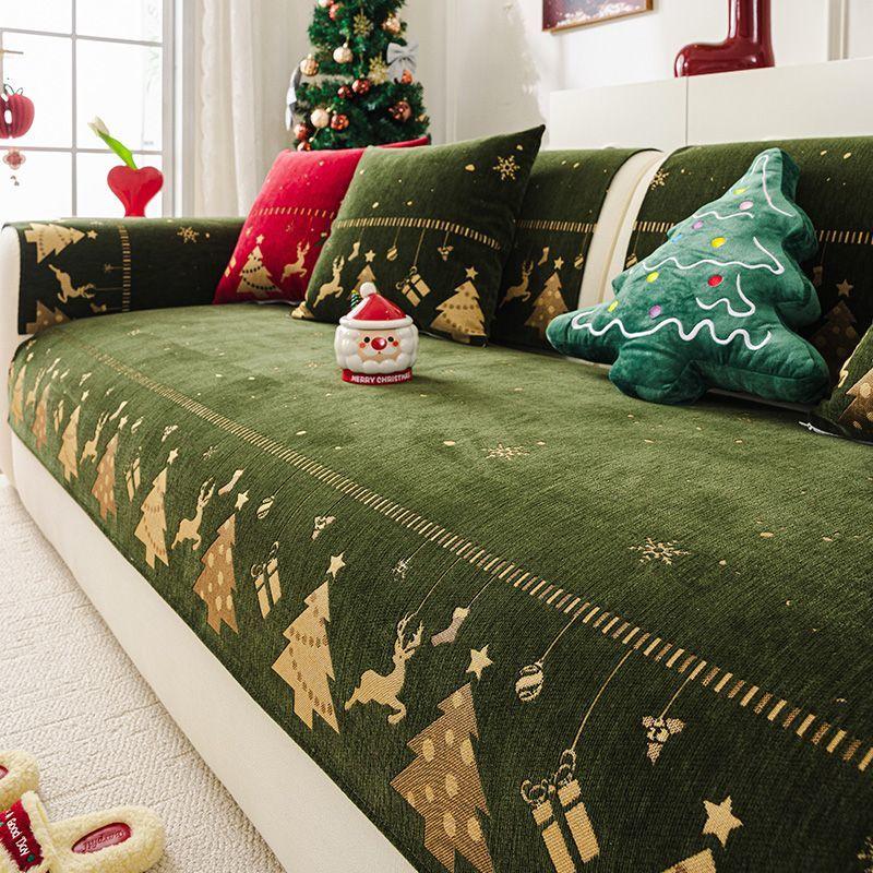 Chenille Christmas Sofa Cushions—All-Season, Minimalist, Non-Slip Seat Cushions and Sofa Covers