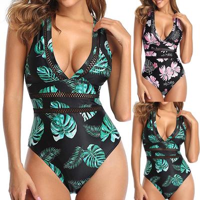 Plus Size Lace Mesh One Piece Swimsuit Sheer Panel Design Adjustable Straps Stretch Fabric Beachwear Swimwear for Women