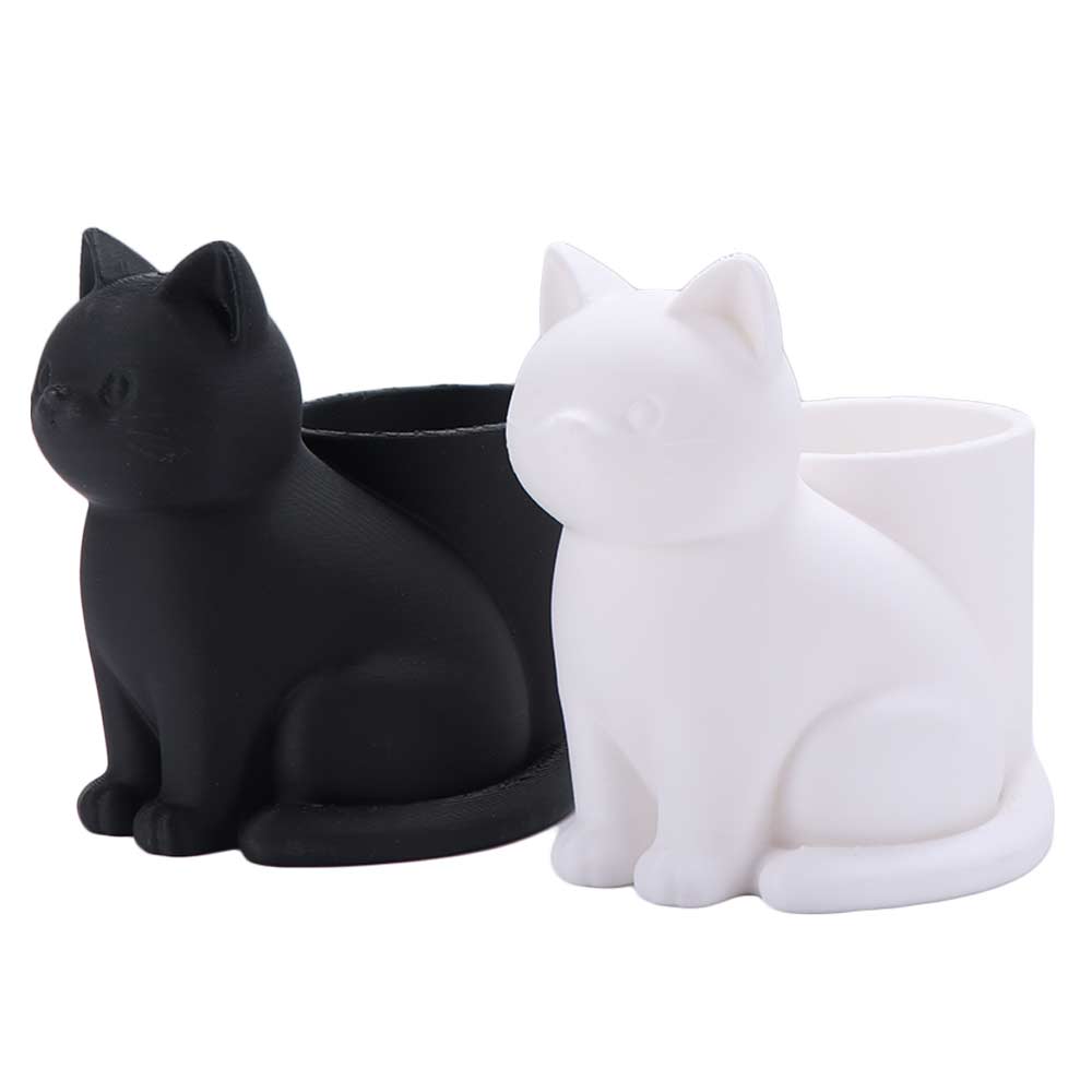 3D Printed Cat-Shaped Storage Tube Plastic Stationery Storage Box Funny Desk Organizer Office