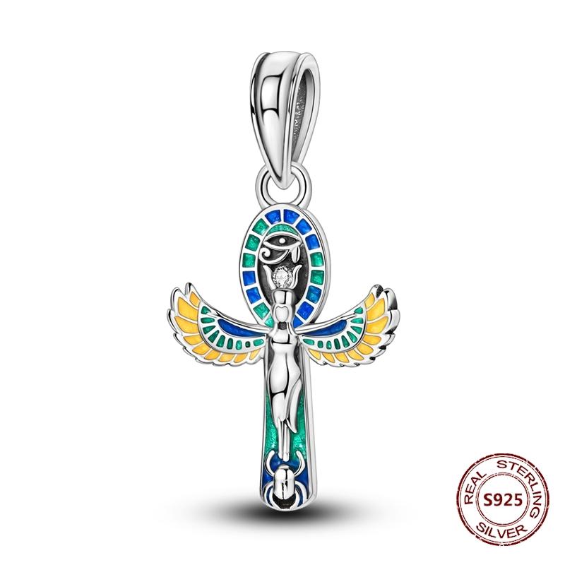 Teufelsaugen Anhänger 925 Kupfer Original Hand von Fatima Blauer Zirkon Kreuz Blaue Augen Charms Passend für Armband DIY Herstellung Zirkon Geschenk