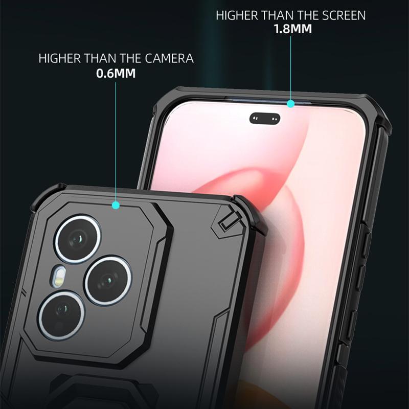 KEYSION Shockproof Armor Case for HONOR 400 Pro 5G Silicone+PC Upright Metal Live Ring Stand Phone Cover for Huawei Honor 400 5G