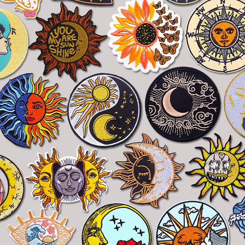 Cartoon Patch Sun Moon Embroidered Patches DIY Iron On Patches For Clothing Jackets Jenas Backpack Sew Embroidery Badges Sticker
