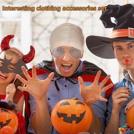 Nude Bald Cap with Glasses And Beard for Adults Men Latex Bald Head Wig Cap for Halloween Party Cosplay Costume Accessories