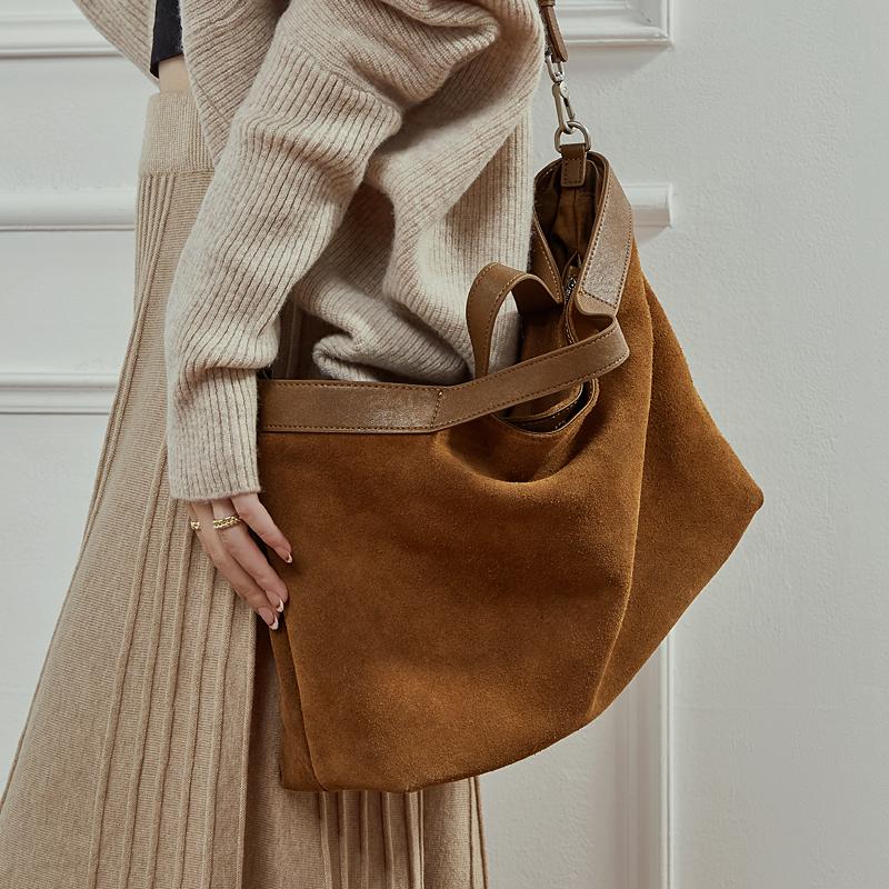 New Suede Leather Women's Bag Luxury Designer Versatile Crossbody Bags High Quality Women Handbags Split Cowhide Shoulder Bag