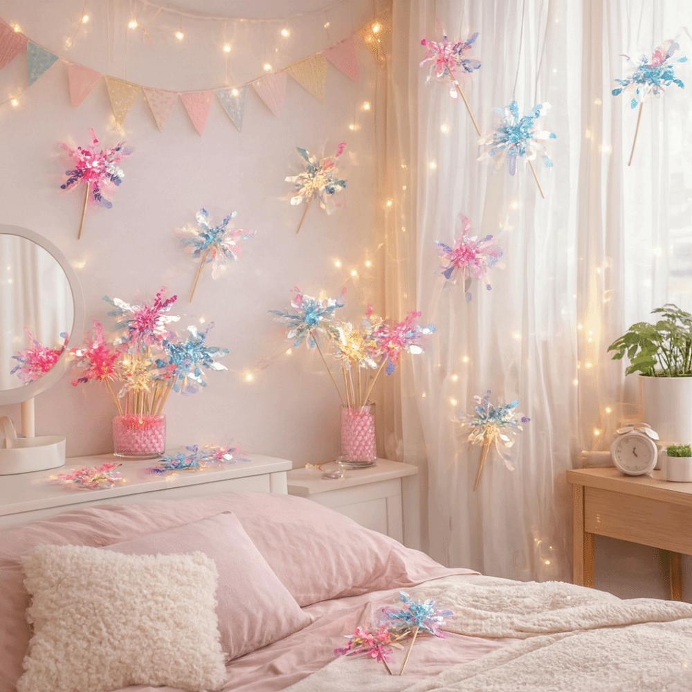 10 pieces Sparkle Foil Firework Cupcake Toppers Fireworks Tassels Cake Plugin  Party Supplies