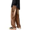 Calça jeans masculina estilo American Retro Brown Wide Leg: Macacões versáteis, folgados e de outono para as ruas da cidade