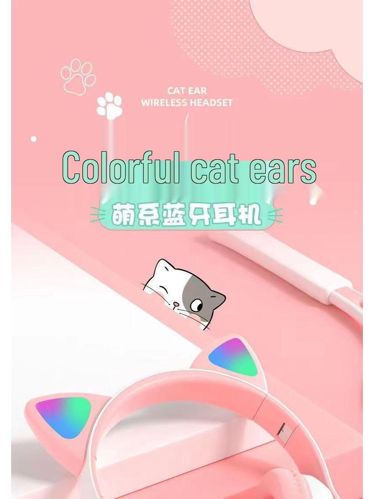 Luminous Cat Ear Bluetooth Over-Ear Headphones STN-28: Ultra-Long Battery Wireless Headset