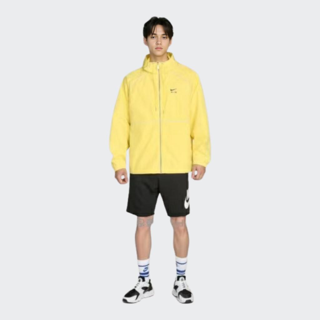 Nike Logo Print Woven Windbreaker Jacket With Hood And Zipper Men Jacket Yellow DQ4214-765