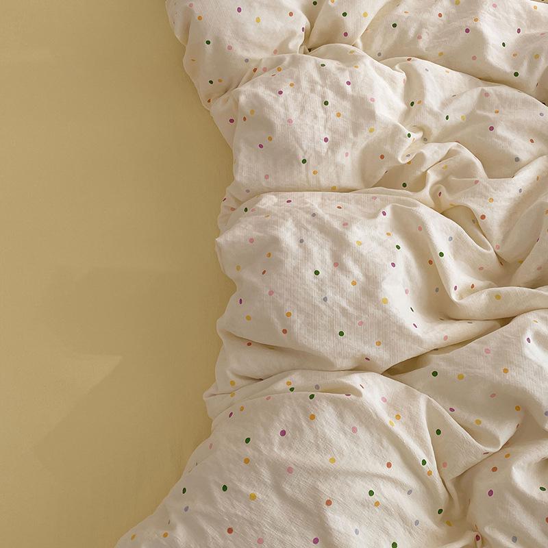 4 Piece Bedding Set Double Layer Gauze Quilt Cover Bed Sheet Pillow Cases Student Duvet Cover Fitted Sheet Soft Comfortable Bedding Set