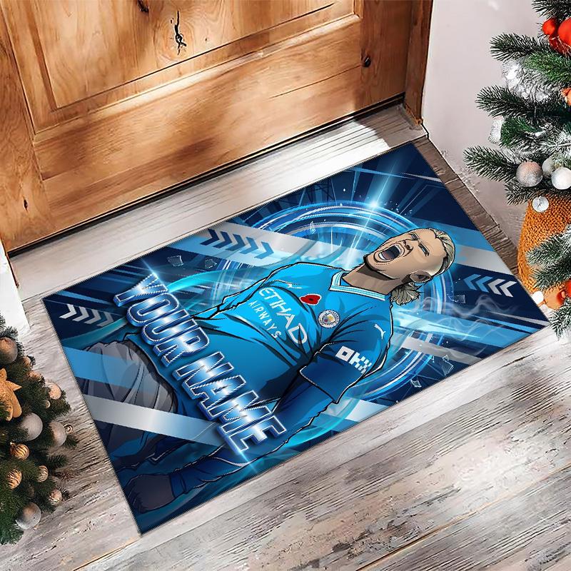 Erling Haaland Printed Crystal Velvet Rug Non‑Slip Crystal Velvet Carpet For Sofa Bedroom Indoor Home Decoration