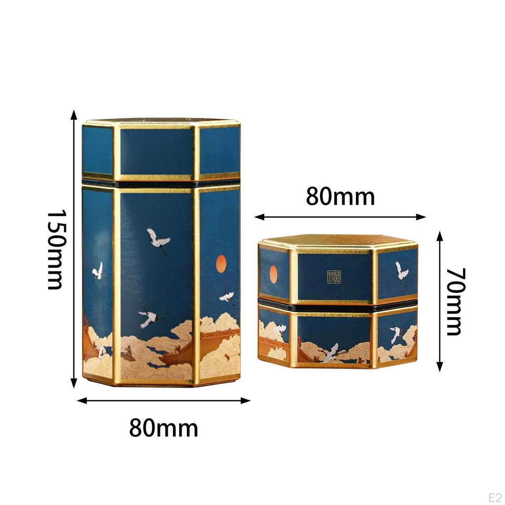 2 Pack Loose Tea Canisters Chinese Styles Food Storage Jars Vintage Iron Kitchen