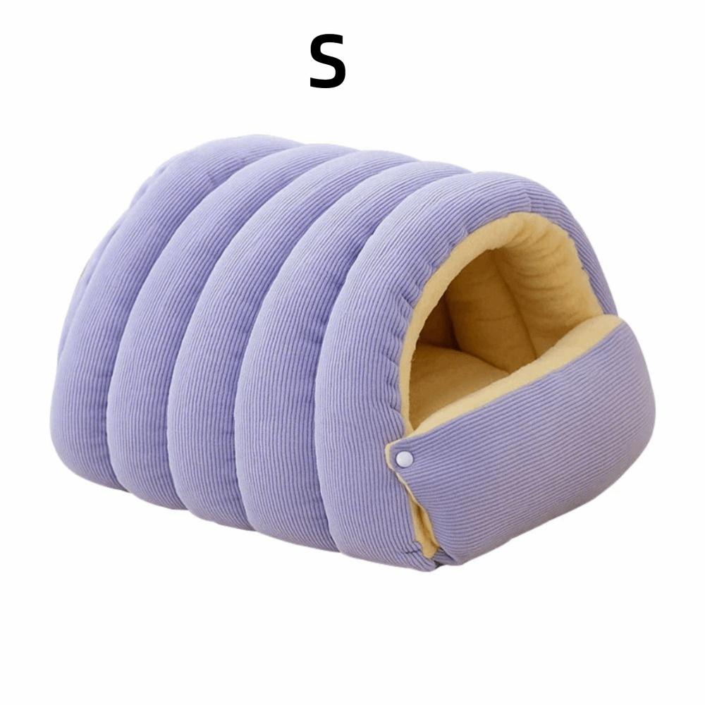 

Warm Windproof Cat Bed Semi Enclosed Pet House Comfortable Cat Nest Cat Dog Purple-S