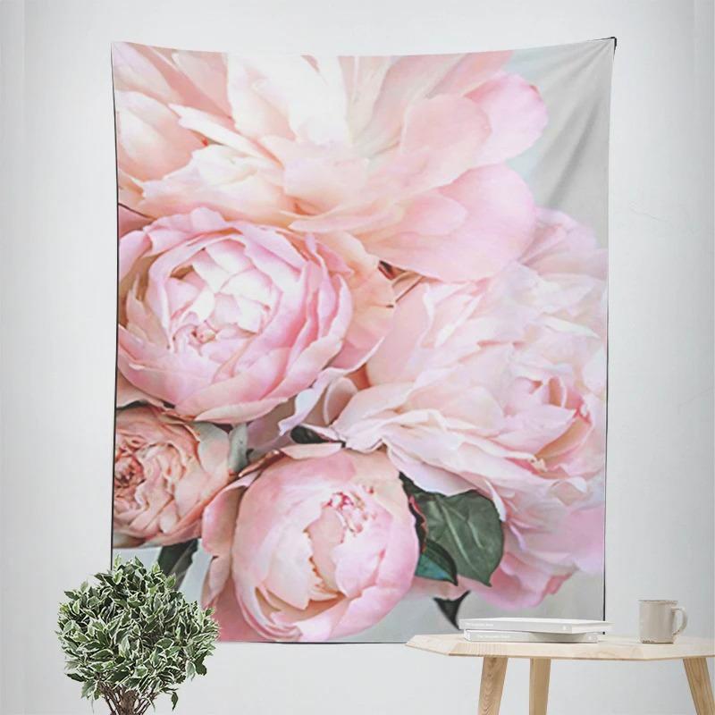 Pink Flower Bouquet Decorative Tapestry Home Wall Decor Office Living Room Tapestry