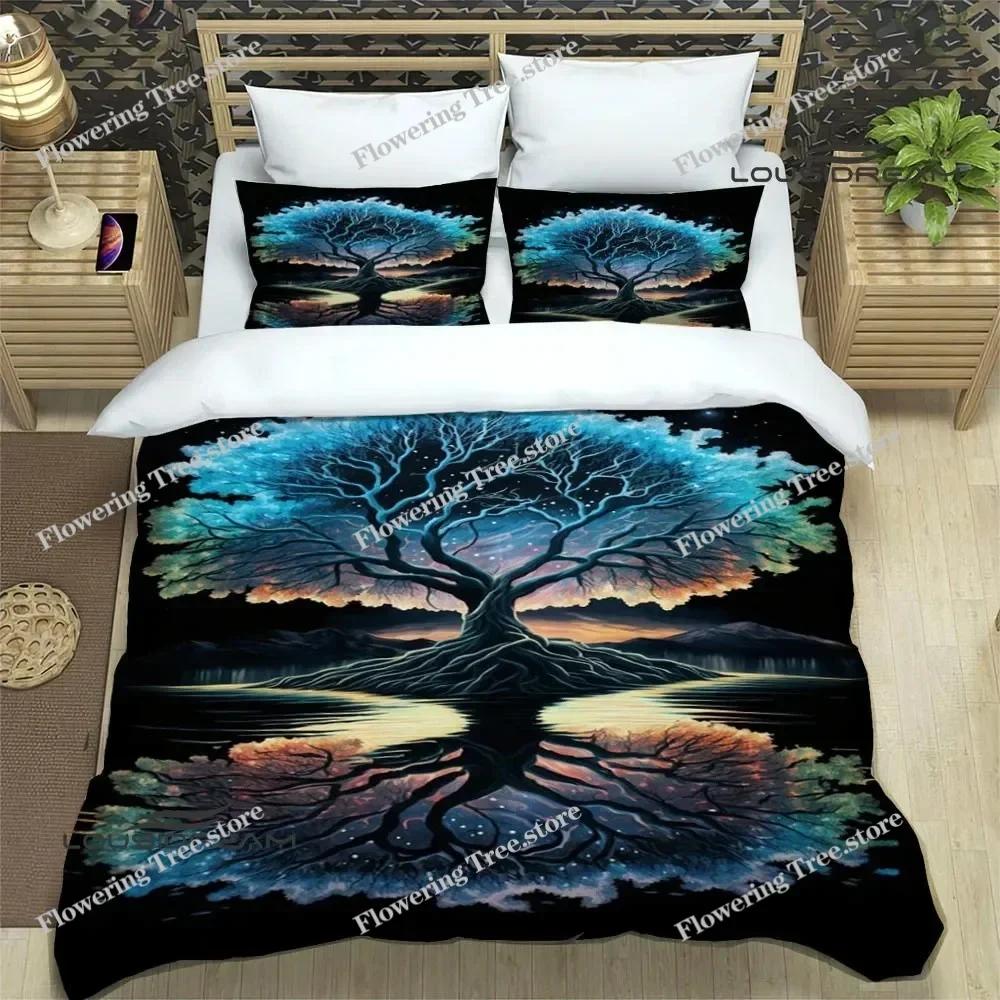 Tree of Life Printed Bedding Sets Exquisite Bed Supplies Set Duvet Cover Bed Comforter Set Bedding Set Luxury Birthday Gift029