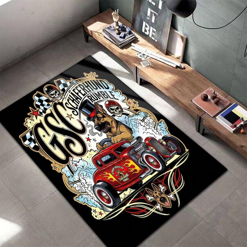 Dark Street Skull Pattern Square Carpet,Area Rug,Carpet Rug for Living Room Bedroom Sofa Playroom Decor,Non-slip Floor Mat,Holiday Birthday Gifts