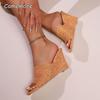 Neue Damen Keilabsatz Hausschuhe Sommer Hohe Absätze Sandalen Flach Außen Strand Plateau Hausschuhe Bequeme Schuhe Slides Damen