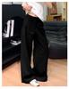 Korean Old Money Style Women's Wide-Leg Cotton Linen Pants, High-Waisted Straight Casual for Spring/Summer 2026.