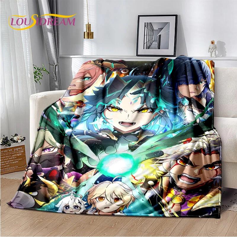 Genshin Impact Cartoon Character Soft Throw Blanket for Bedroom Sofa Picnic  Perfect Child Gift