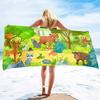 Schattig Cartoon Dierenprint Microvezel Strandlaken, Groot Badlaken Sneldrogend Absorberend Zandvrij Handdoek voor Badkamer, Reizen, Sport