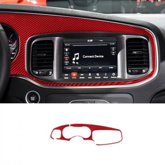 Glossy Carbon Fiber Car Dashboard Navigation Cover For Dodge Charger 2015-